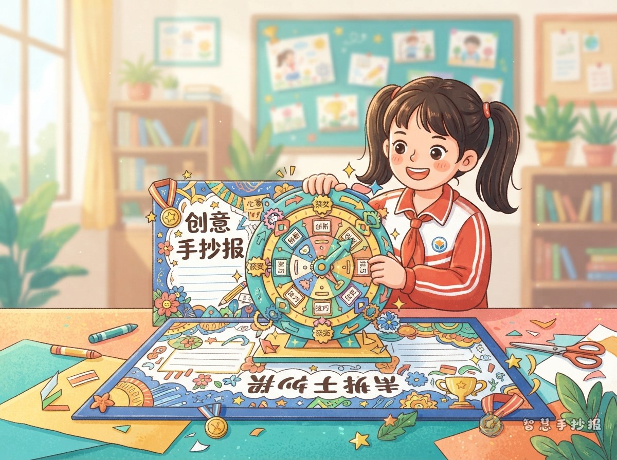 比赛手抄报怎么设计转盘机关才有获奖感 - 智慧手抄报专题封面图