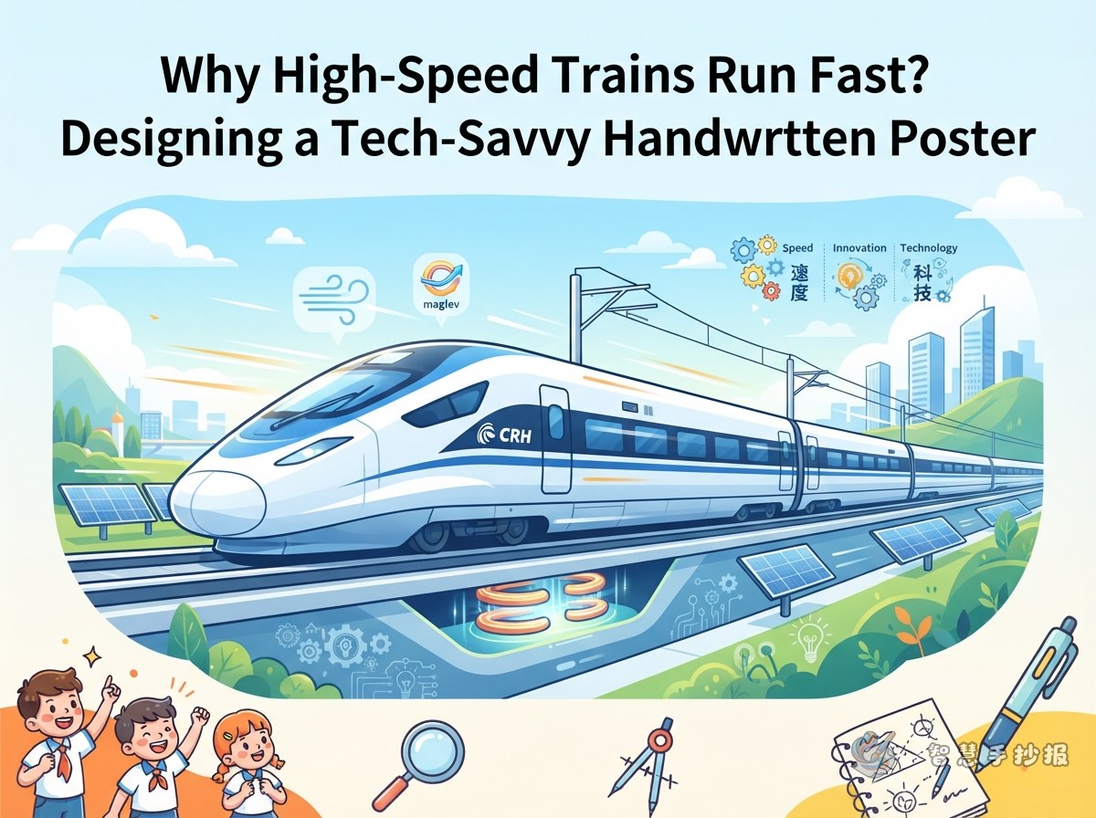 Why Are High-Speed Trains So Fast? Handwritten Newspaper Ideas - Poster topic cover image