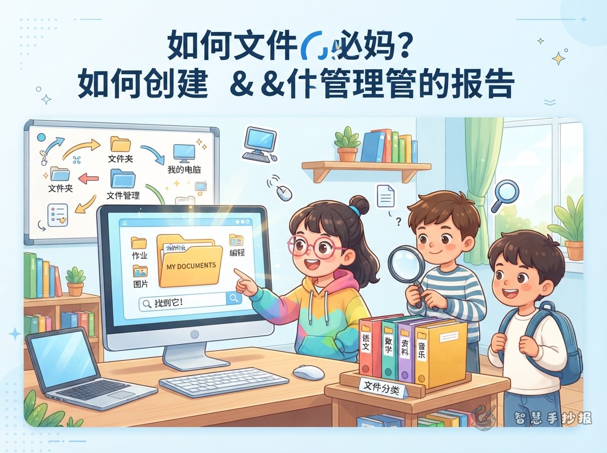 电脑里的文件怎样找到？文件夹与文件管理手抄报怎么做 - 智慧手抄报专题封面图