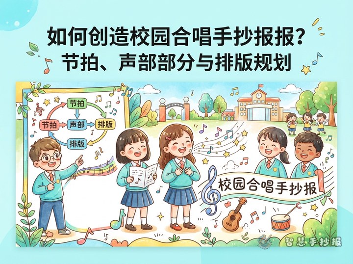 校园合唱手抄报怎么画？节拍、声部和排版这样安排 - 相关内容封面