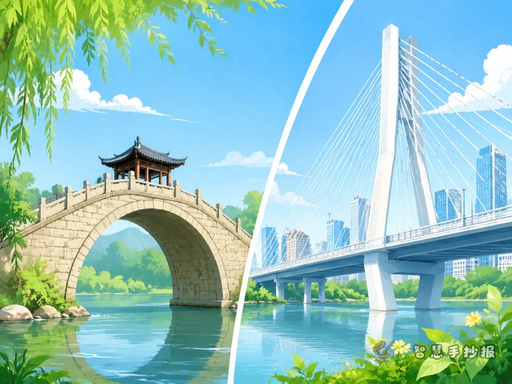 古代桥梁和现代大桥对比手抄报可以怎么设计 - 相关内容封面