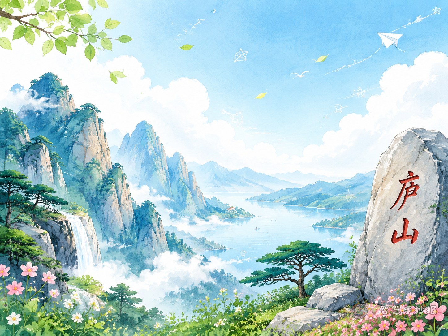 What can I write in a Mount Lushan scenery handwritten newspaper? - Poster topic cover image