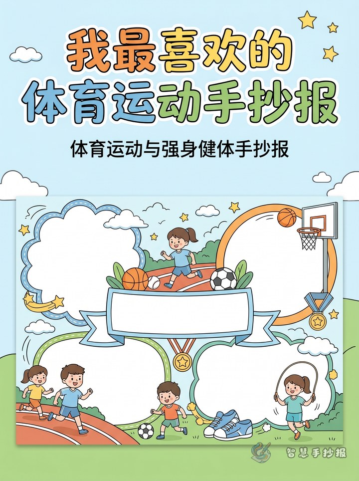 我最喜欢的体育运动手抄报怎么写 - 体育运动与强身健体手抄报手抄报封面
